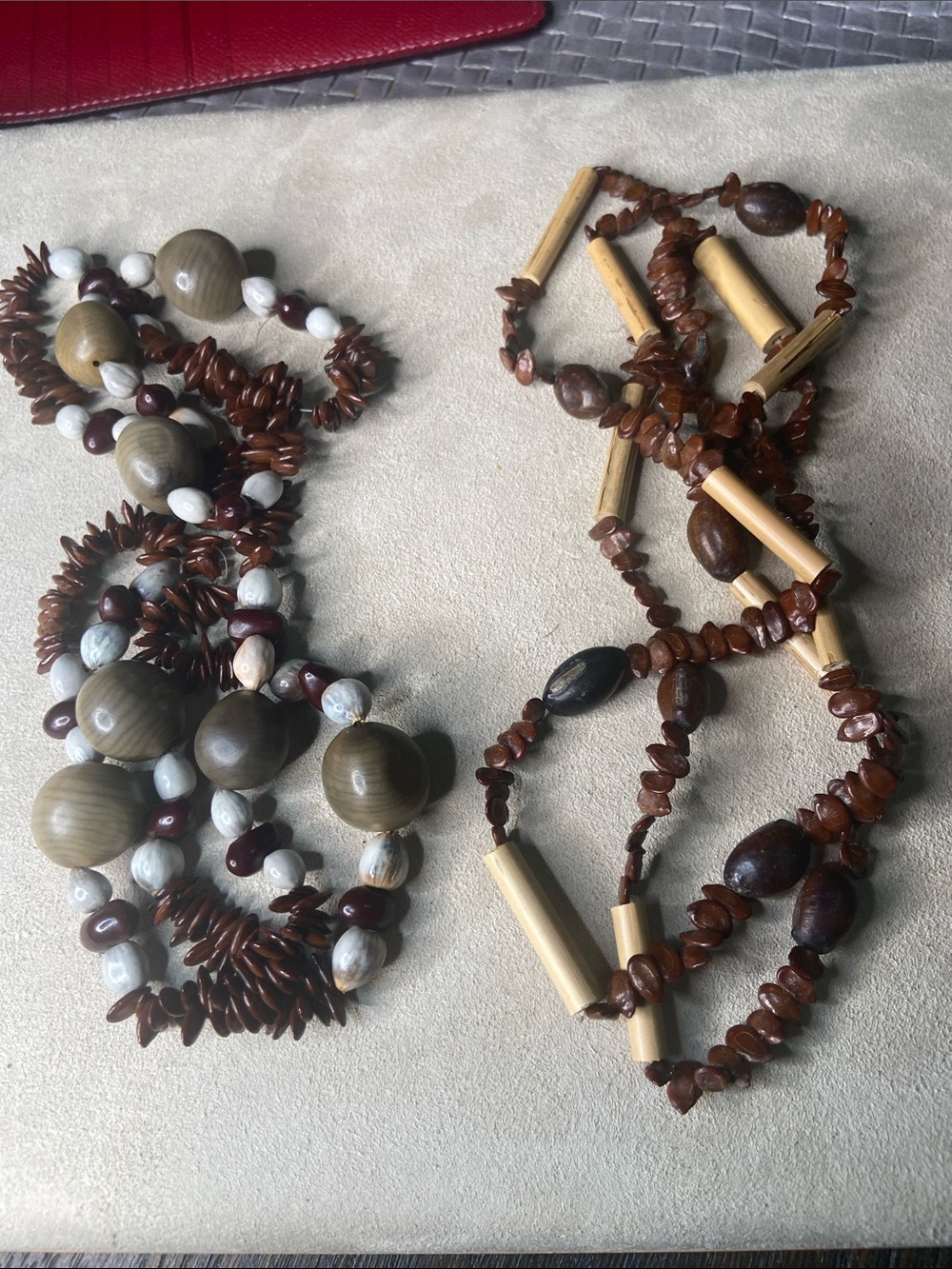 Handcrafted Brown and Neutral Bead Necklace Set